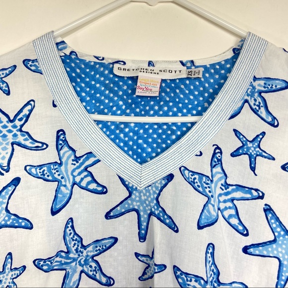 Gretchen Scott blue starfish tunic top. XS - Picture 5 of 7